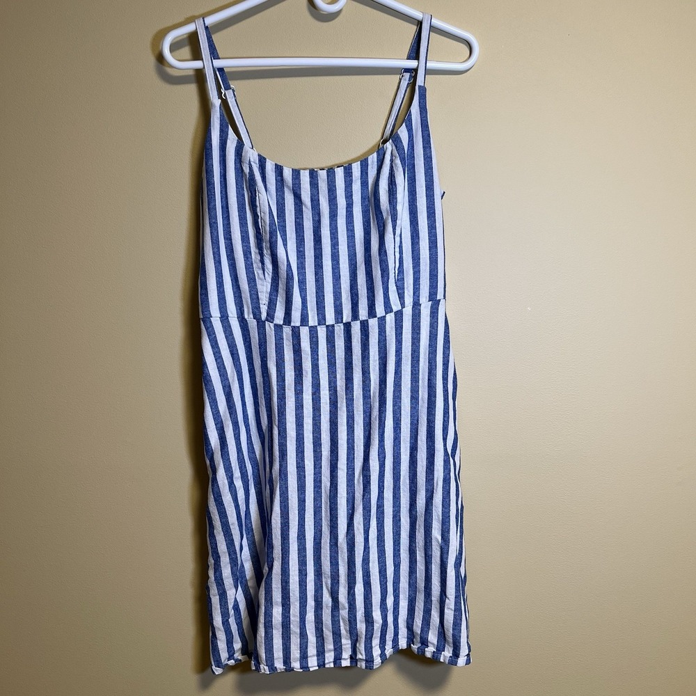 Old Navy Women's Fit And Flare Dress Large Linen Blend Stripes Sz Large Cami